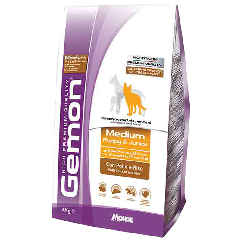 CANE GEMON PUPPY JUNIOR 3KG ALLBREED POLLO RISO