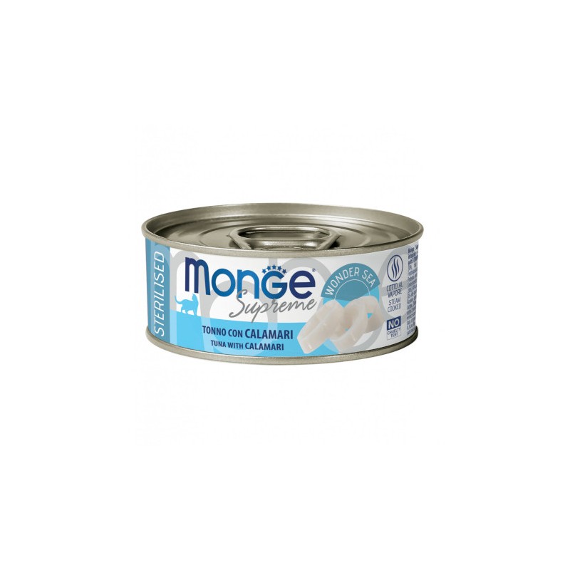 CAT MONGE SUPREME 80GR STER. TONNO CALAMARI MONGE Monge