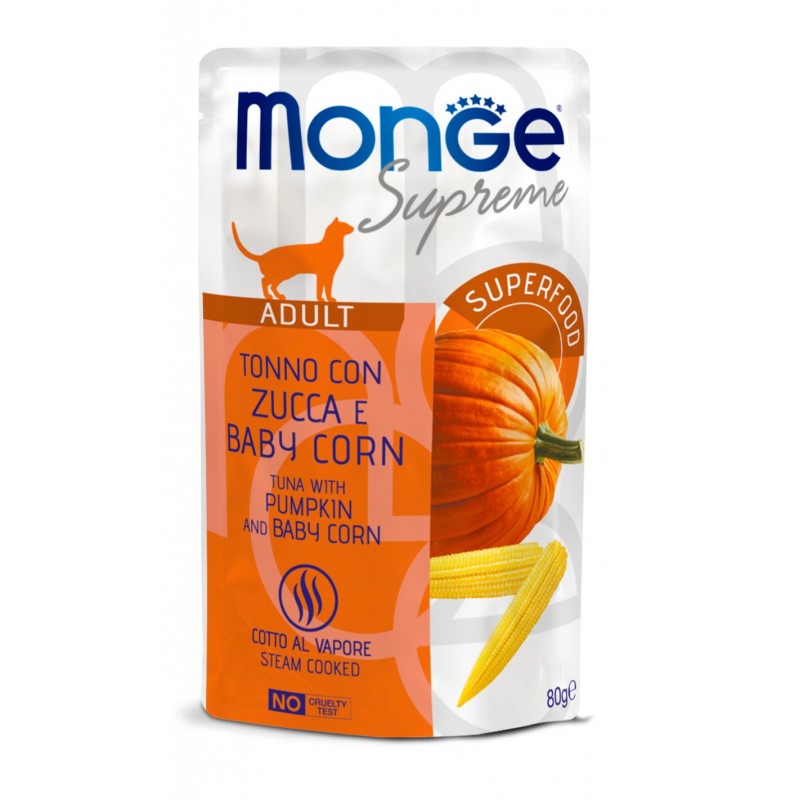 CAT MONGE SUPREME BUSTA 80GR ADULT TON/ZUC/CORN MONGE Monge