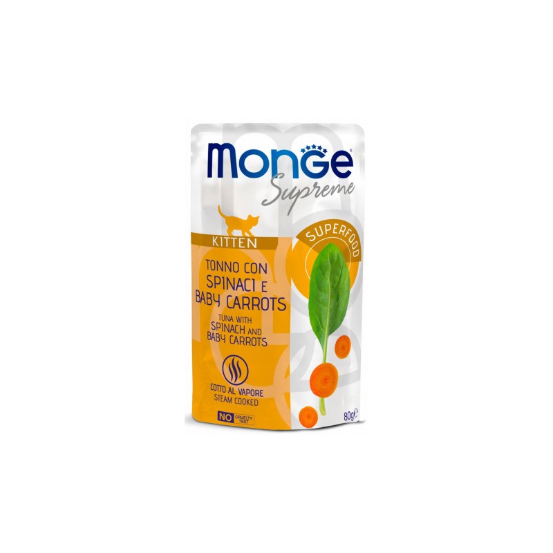 CAT MONGE SUPREME BUSTA 80GR KITTEN TONN/SPIN/CAR MONGE Monge