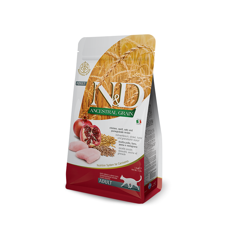 GATTO FARMINA N&D ANCESTRAL ADULT 300GR POLLO MELOGRANO