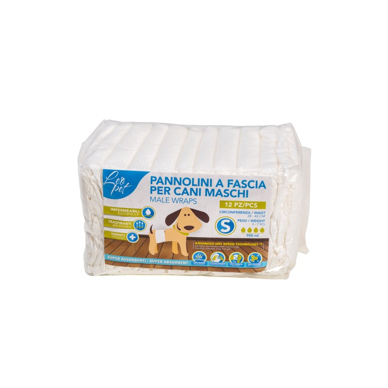 FASCIA PER CANI MASCHI 12PZ MIS.S, Ø28-43, KG.3-7