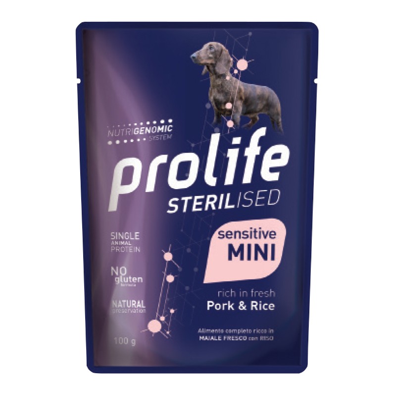 CANE PROLIFE STERILISED MAIALE E RISO MINI 100G CANE PROLIFE STERILISED MAIALE E RISO MINI 100G