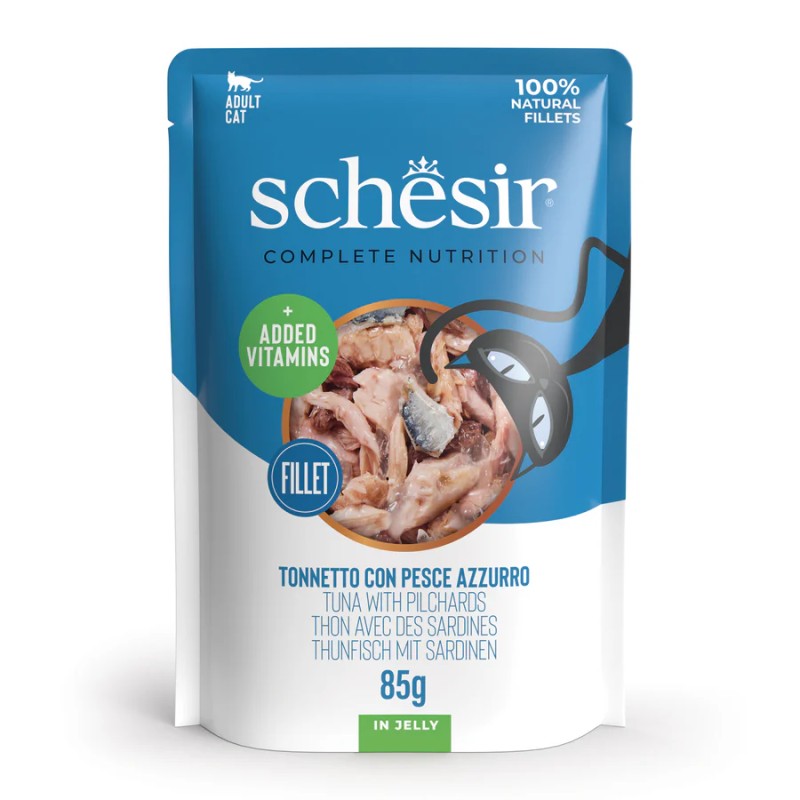 GATTO SCHESIR 85GR BUSTA TONNETTO PESCE AZZURRO